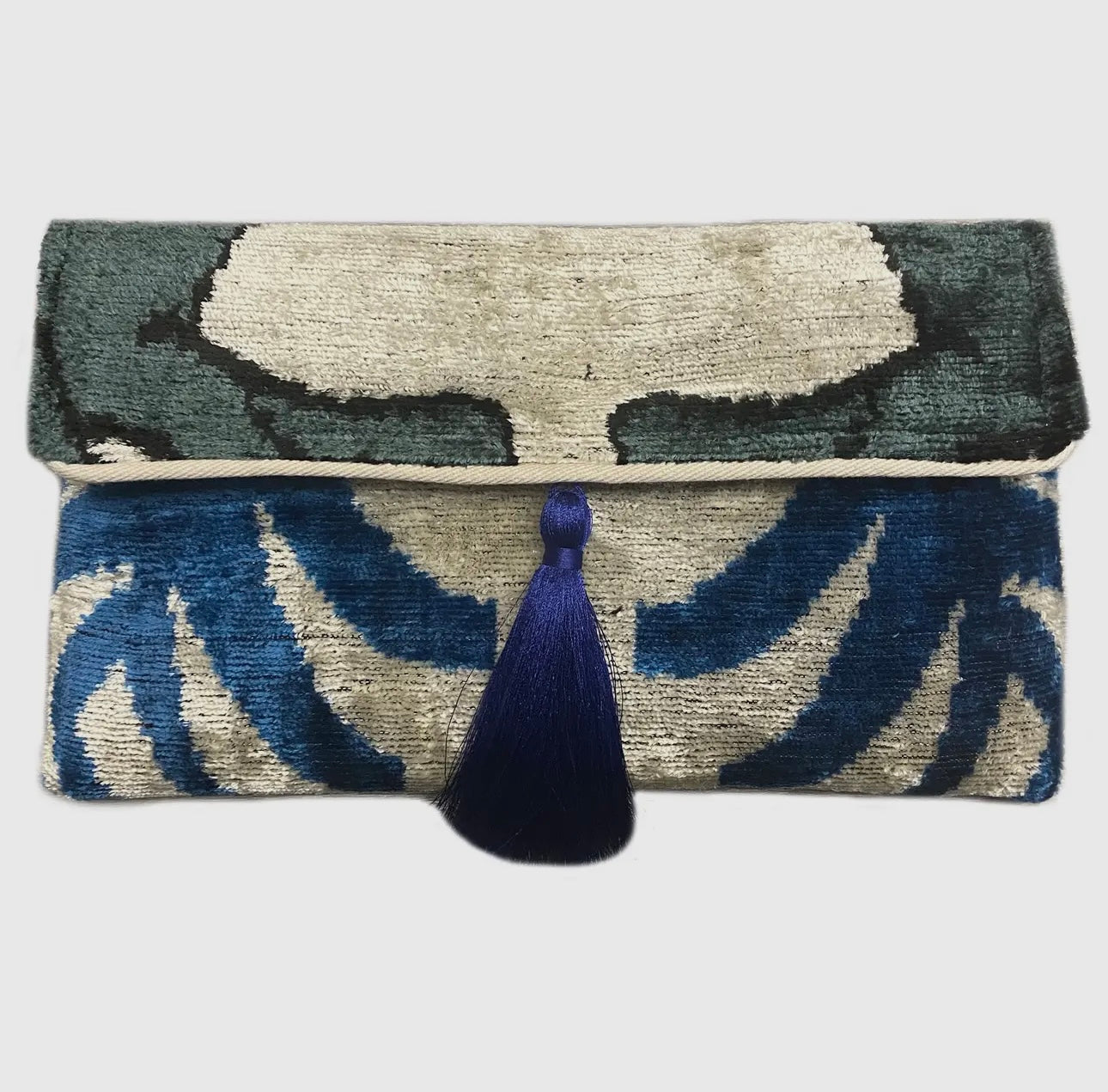 Ikat Silk & Velvet Clutch