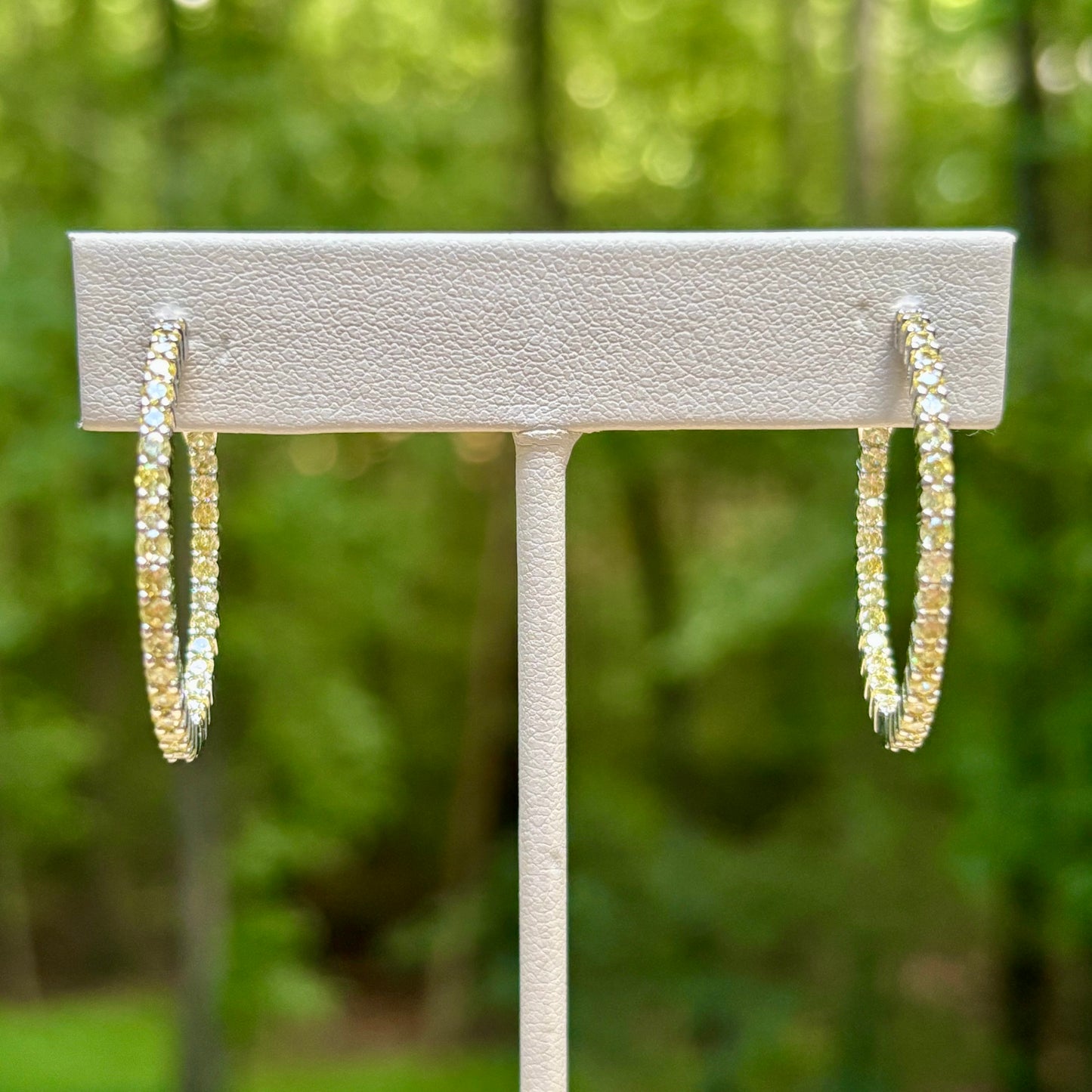 Silver Plated Hoops w Crystals