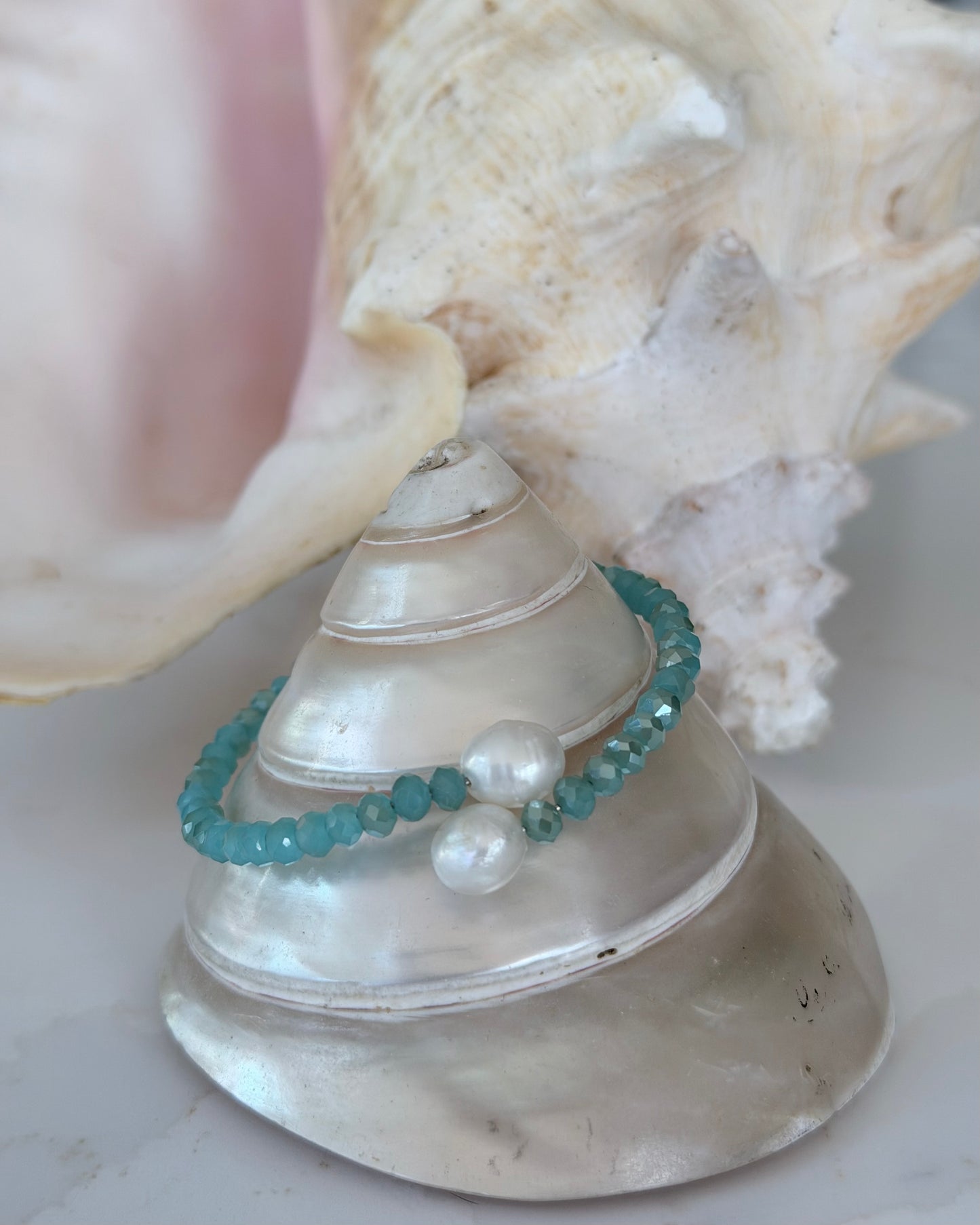 Crystal & Pearl Coil Bracelet