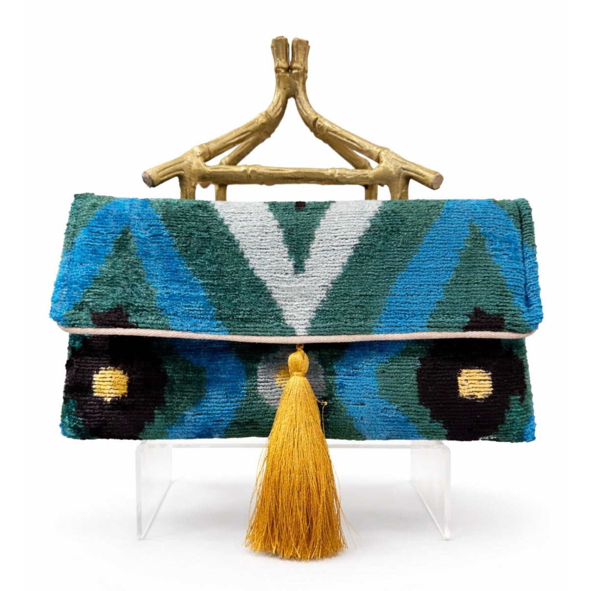 Silk Velvet Ikat Clutch