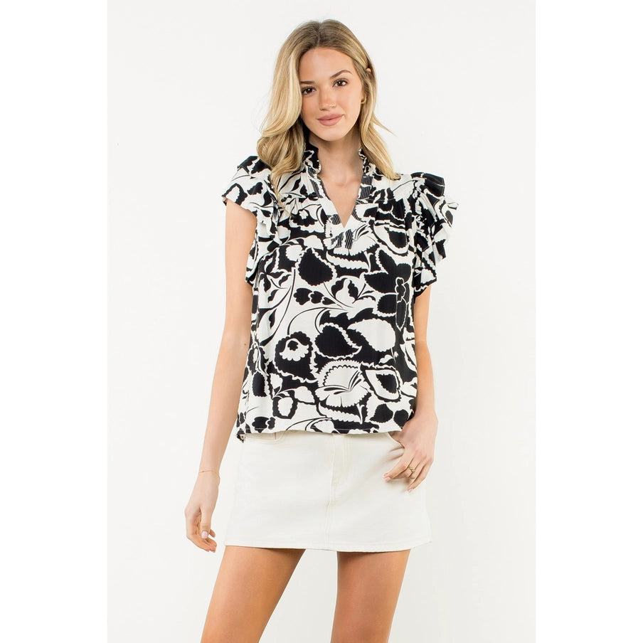 Flutter Sleeve V-neck Top