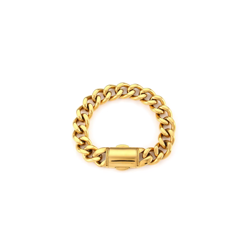 Gold Curb Chain Bracelet 18K Gold-Plated Non-Tarnish
