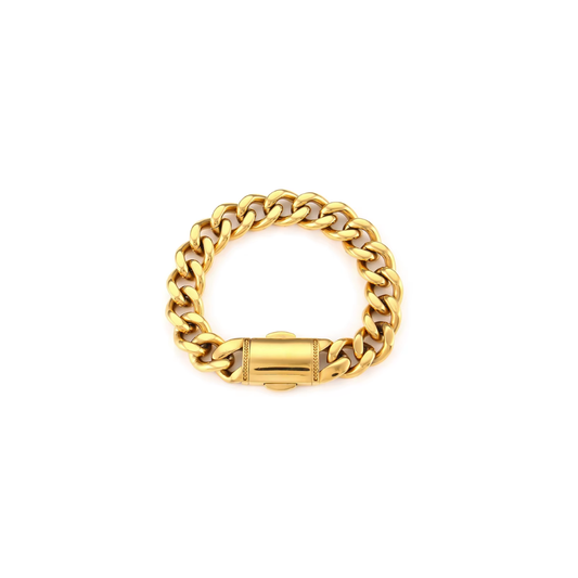 Gold Curb Chain Bracelet 18K Gold-Plated Non-Tarnish