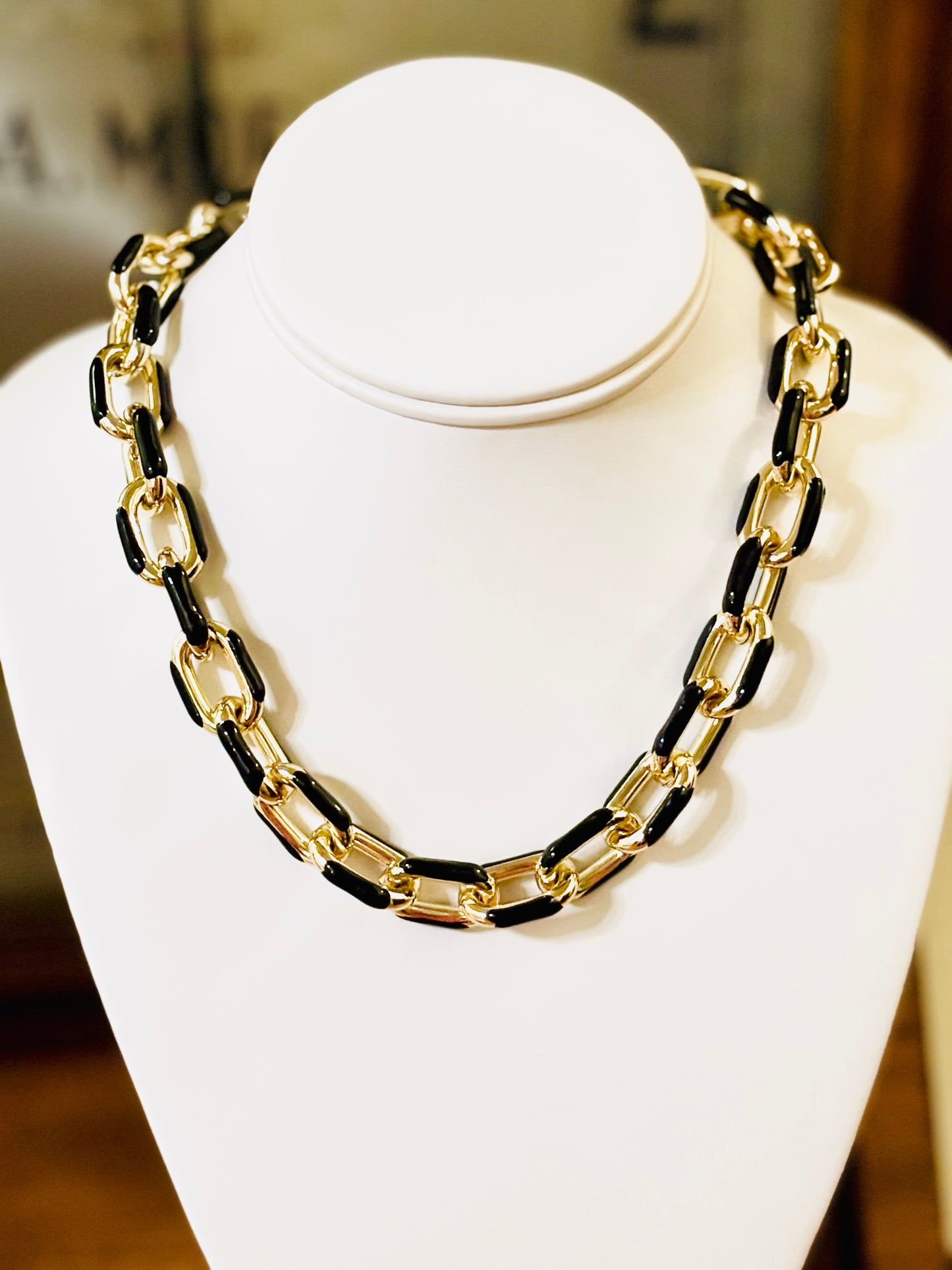 Enamel and Gold Link Necklace