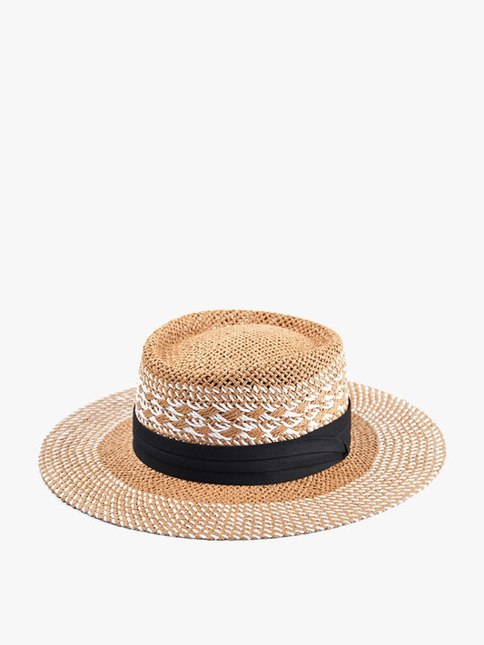 Boater Hat - Two Tone w/ Black Band