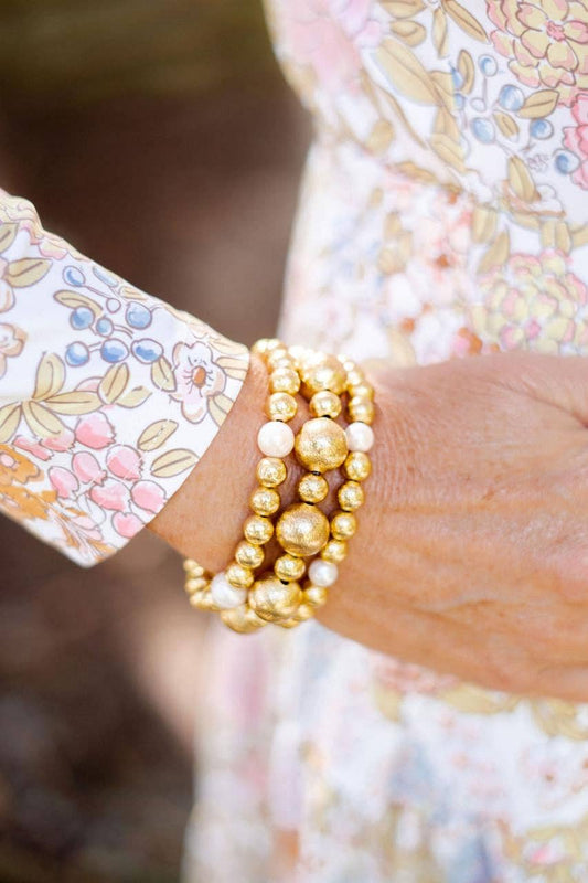 Georgia - Gold & Freshwater Pearl Beaded Bracelet