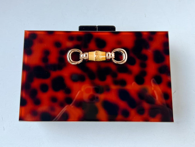 Tortoise Square Clutch w Bamboo Toggle