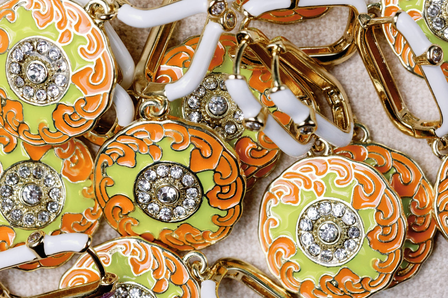 Orange Diamond Capri Tile Charm Earrings