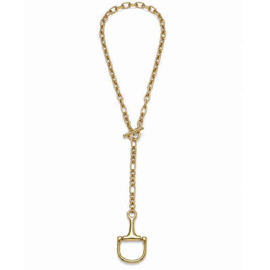 Equestrian Toggle Lariat Necklace 18k Gold Plated