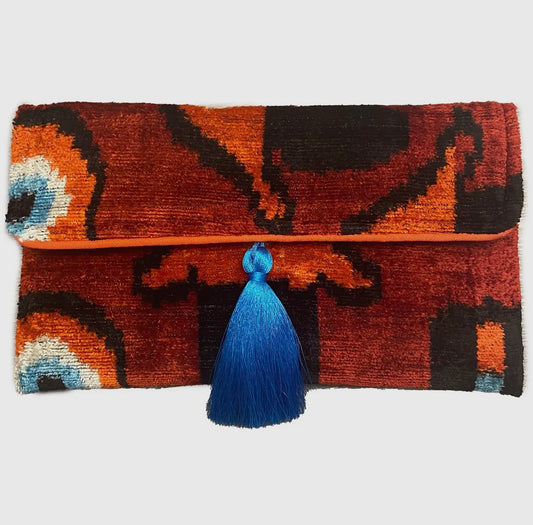 Ikat Silk & Velvet Clutch