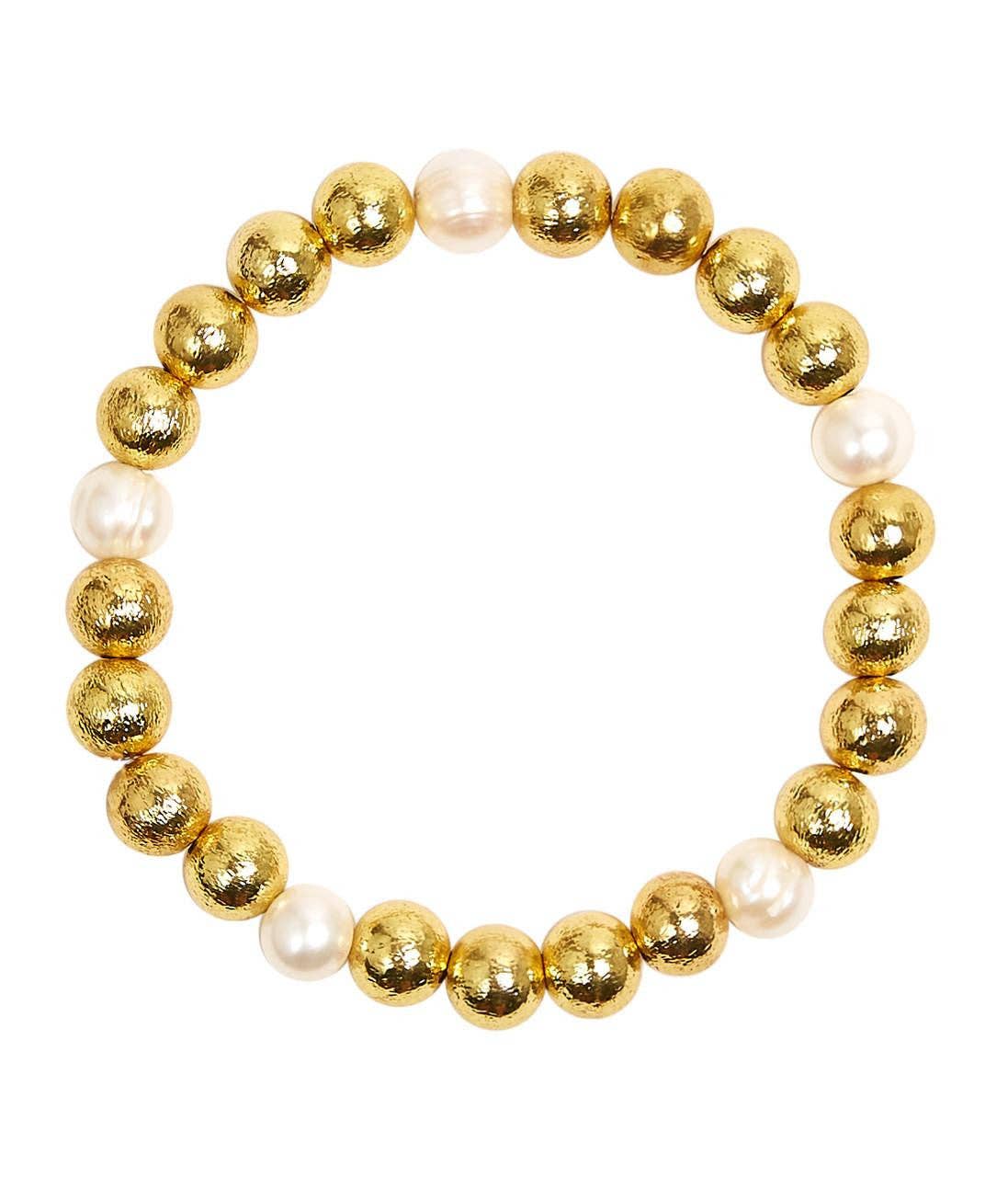 Georgia - Gold & Freshwater Pearl Beaded Bracelet