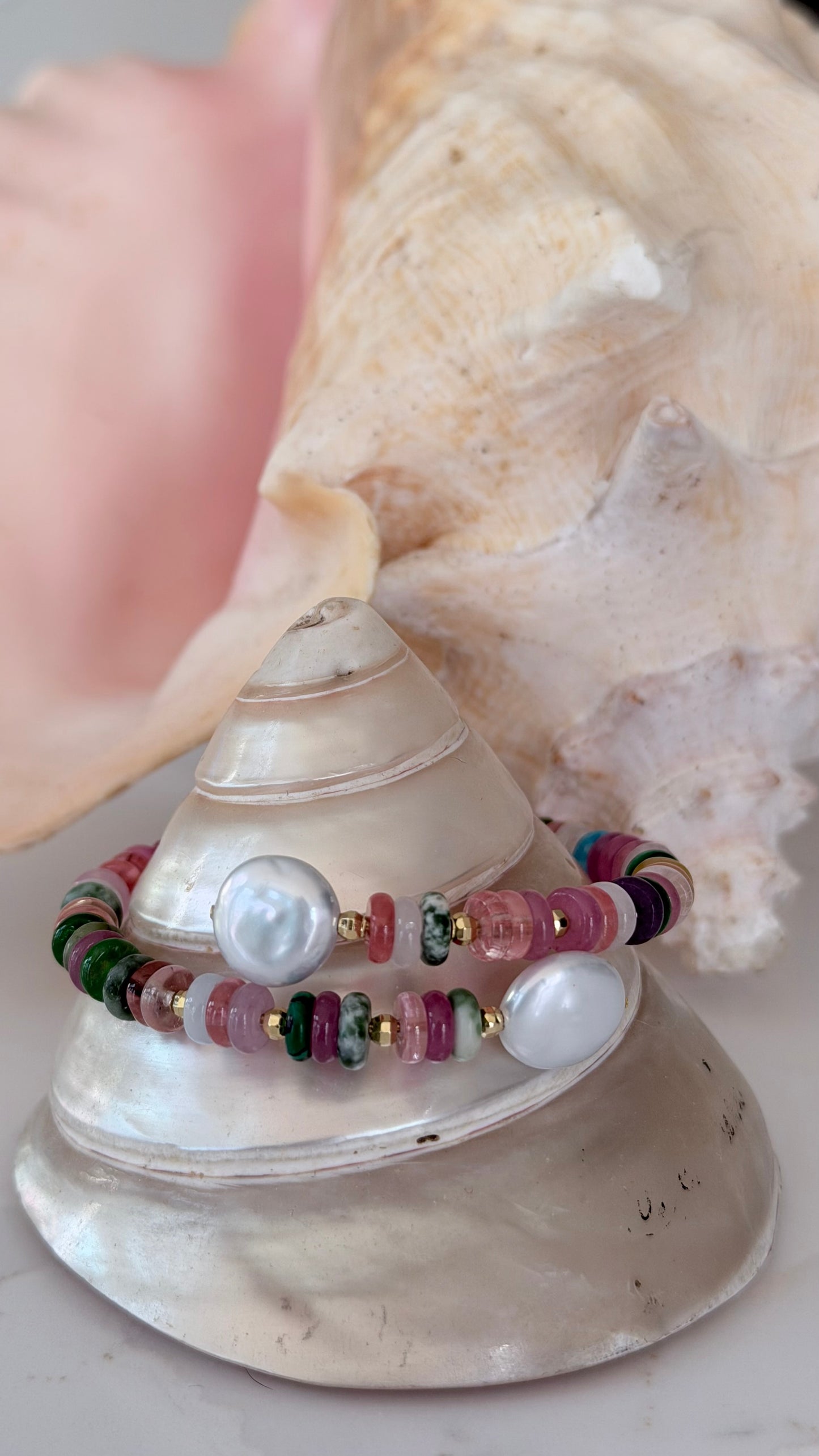 Coin Pearl Coil Bracelet