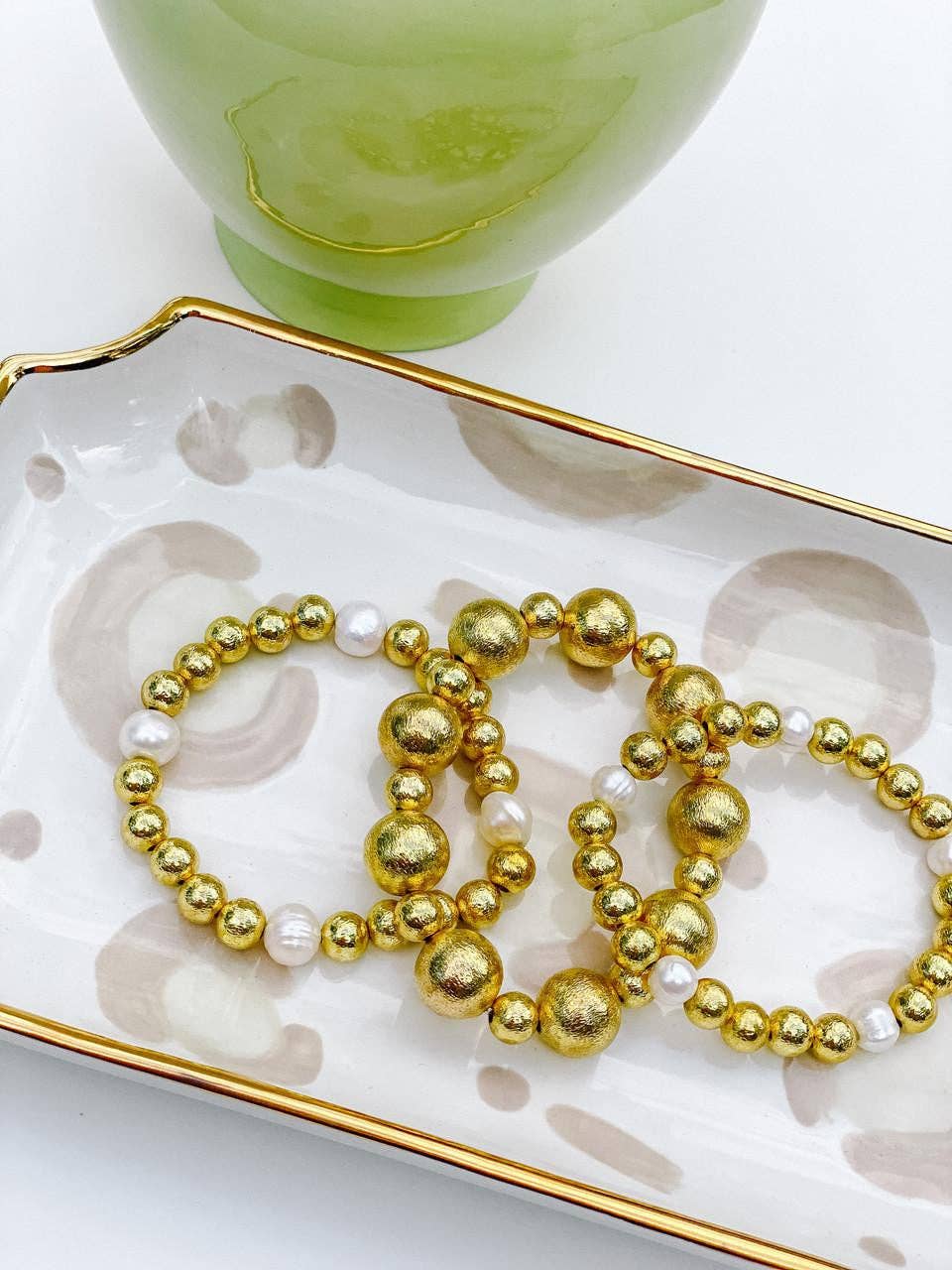 Georgia - Gold & Freshwater Pearl Beaded Bracelet