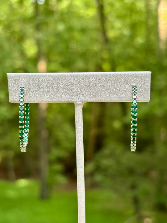 Silver Plated Hoops w Crystals