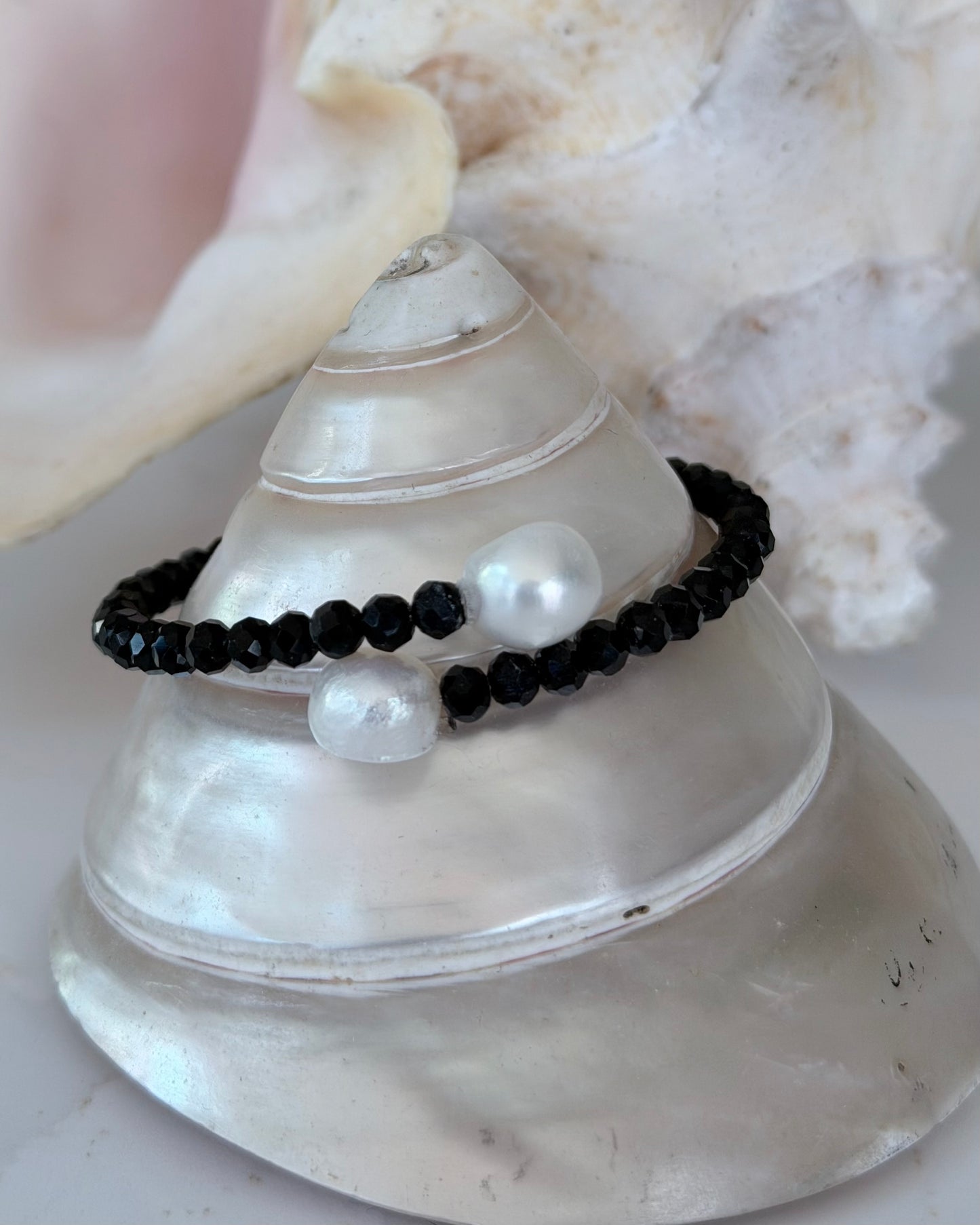 Crystal & Pearl Coil Bracelet