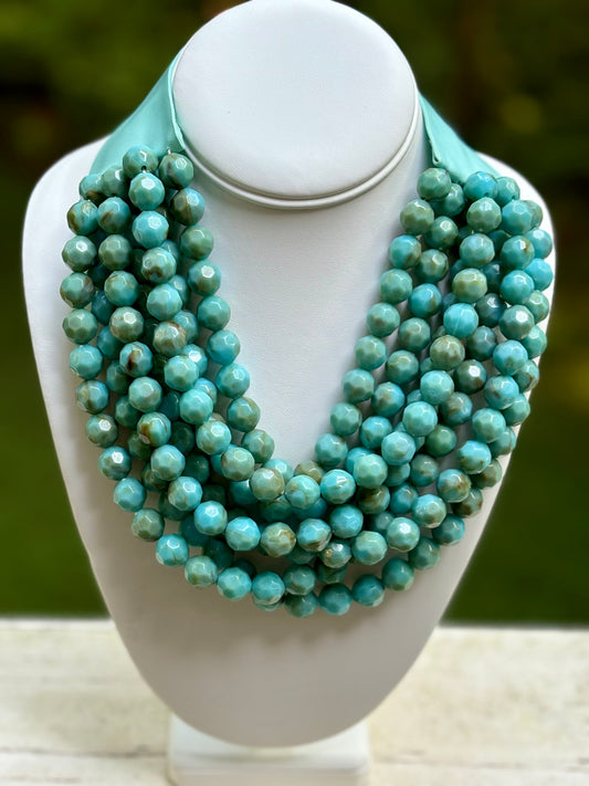 Multi Strand Faceted Bead Necklace