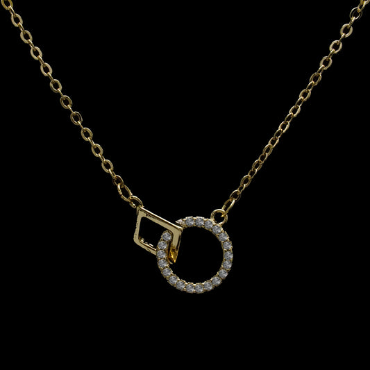 Gold & Clear Pave Circle Necklace