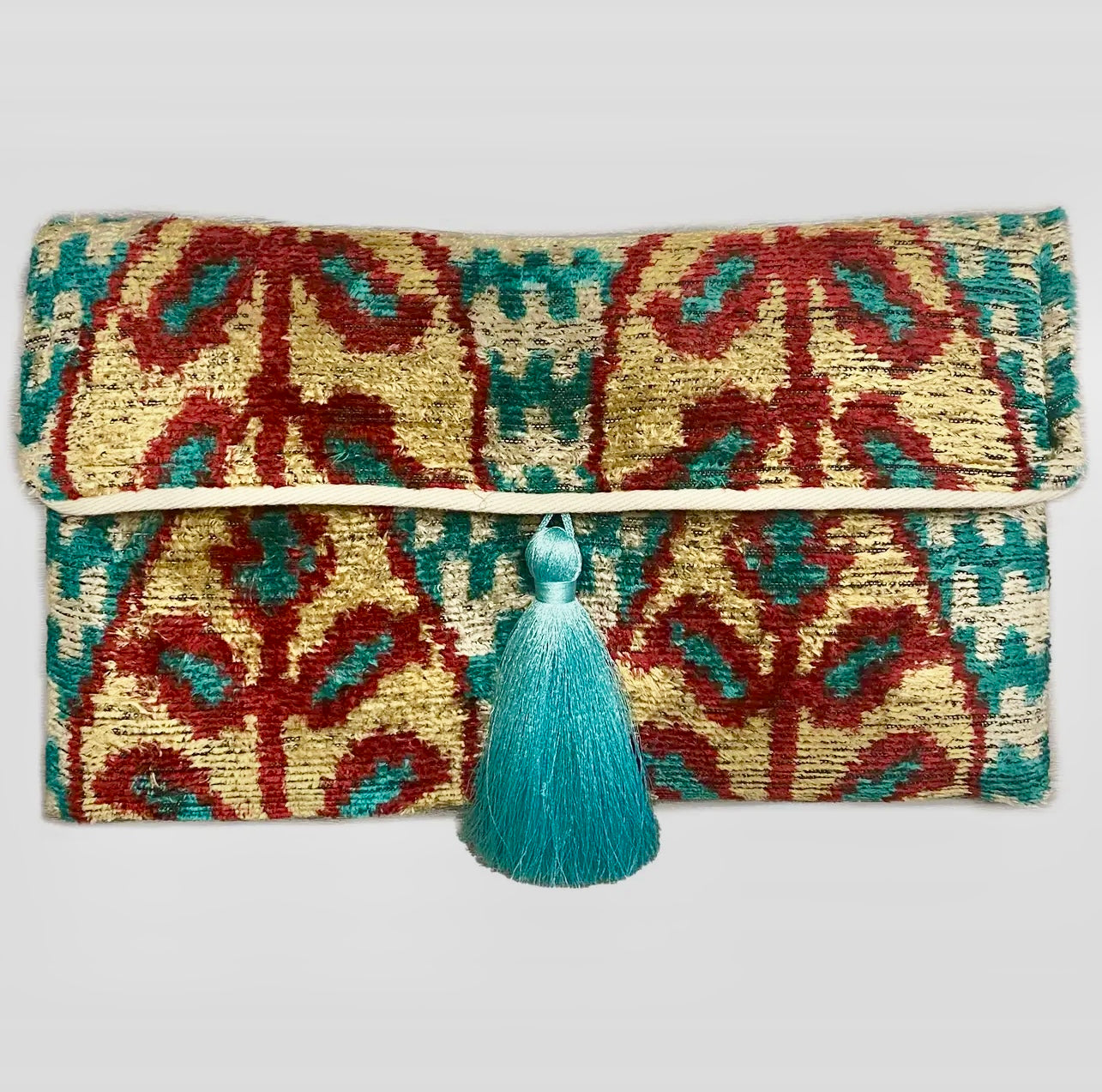 Ikat Silk & Velvet Clutch