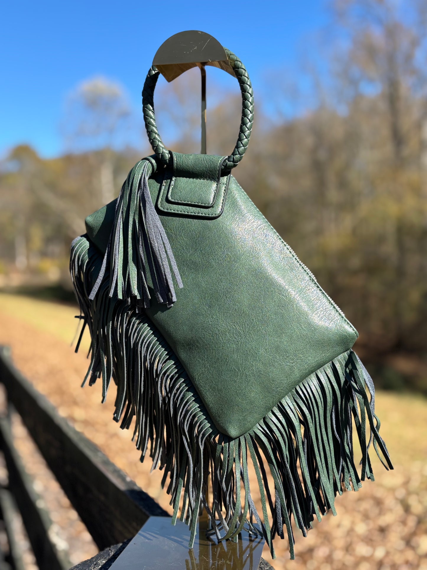 Fringe Vegan Leather Wristlet/Clutch