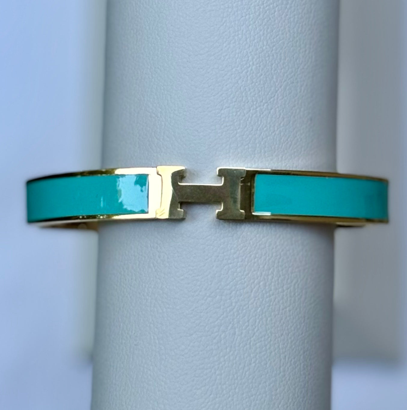 'H" Inspired Enamel Hinge Bracelet