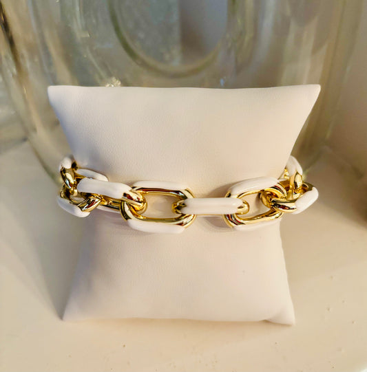 White Enamel Link Bracelet