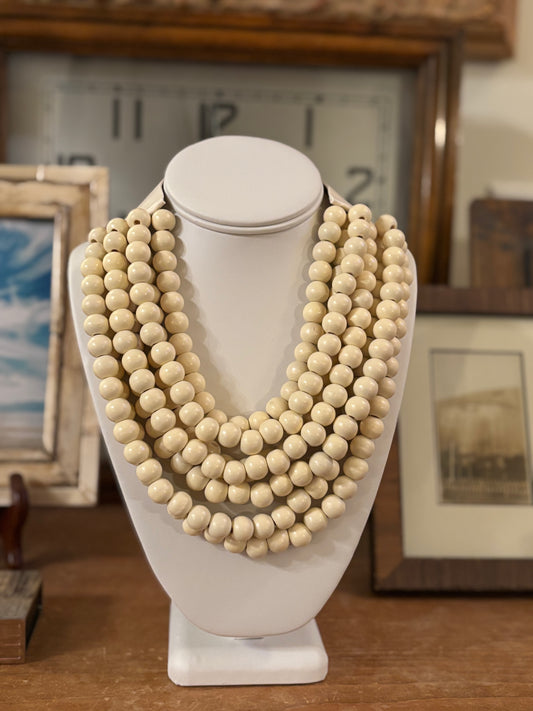 Multi Strand Wooden Bead Necklace