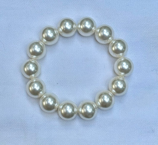 14mm Pearl Faux Stretch Bracelet