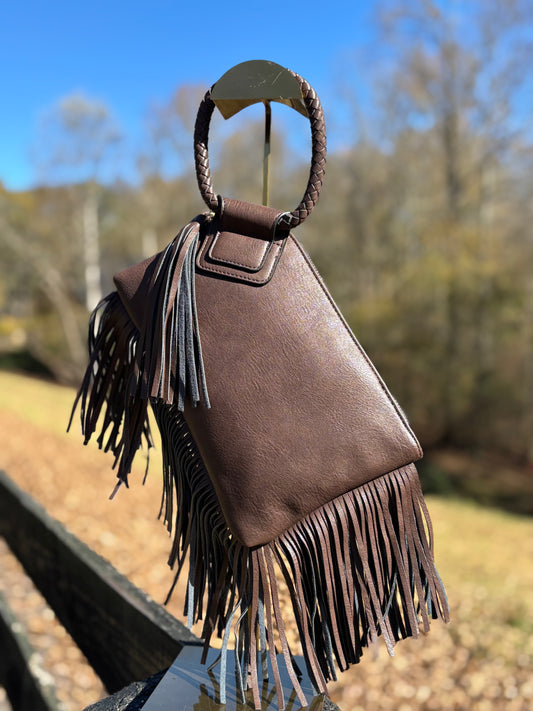 Fringe Vegan Leather Wristlet/Clutch