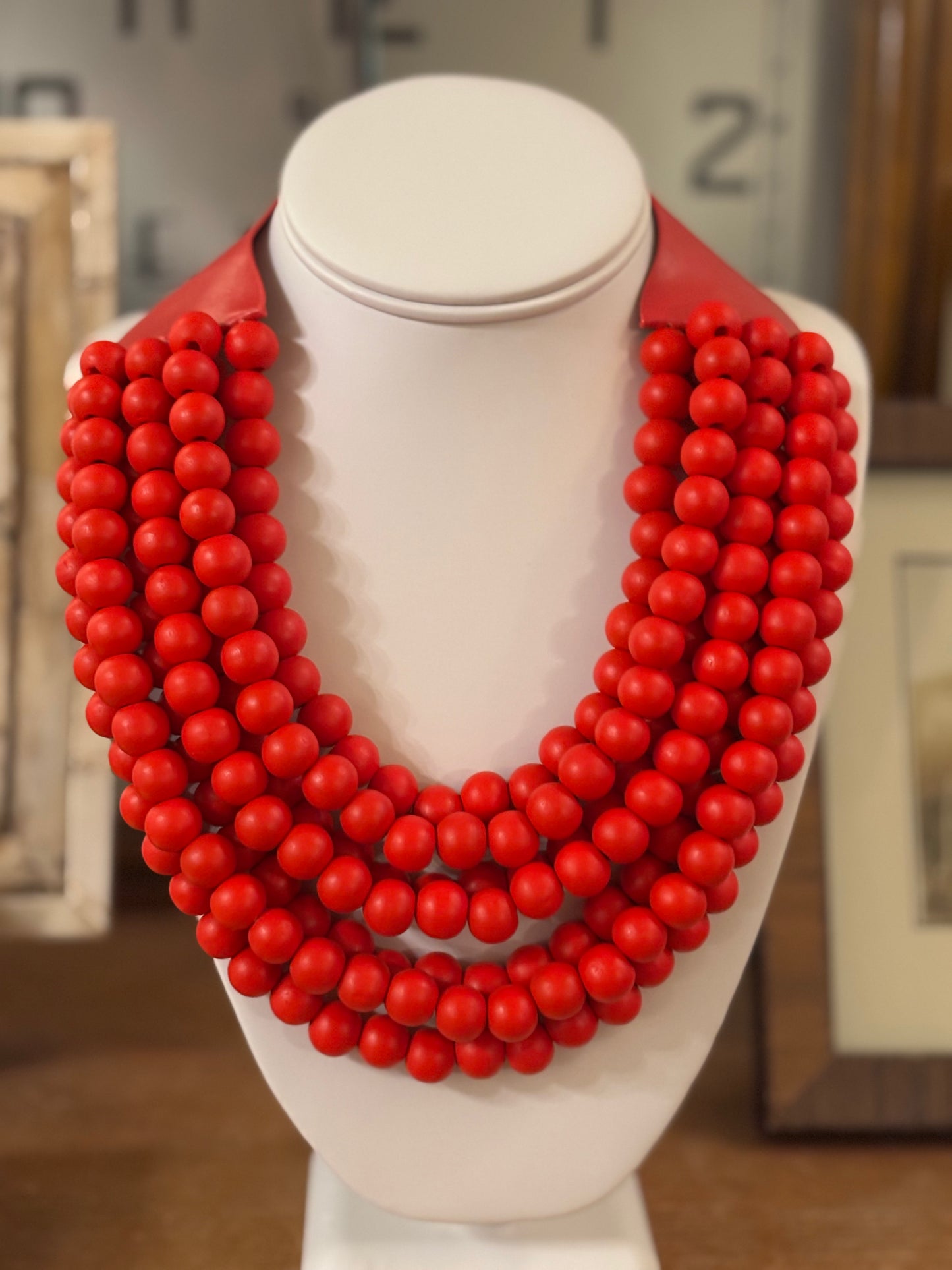 Multi Strand Wooden Bead Necklace