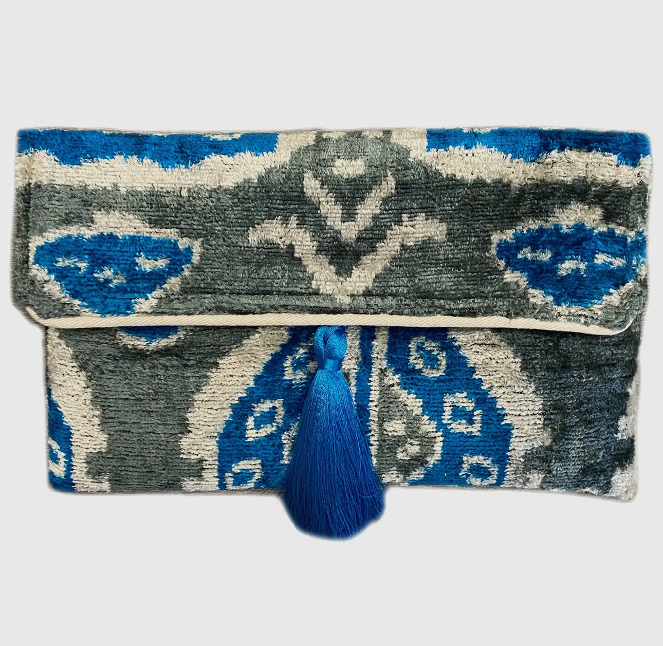 Ikat Silk & Velvet Clutch
