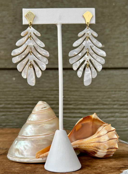White Petite Palm Earrings