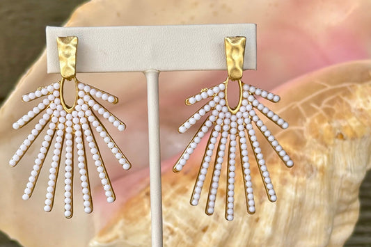 White Sunburst Statement Earrings