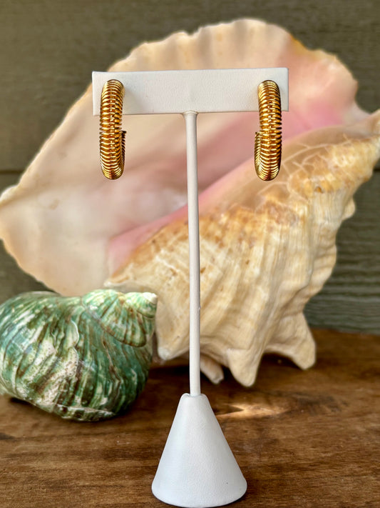 Gold Coil Hoop Earring