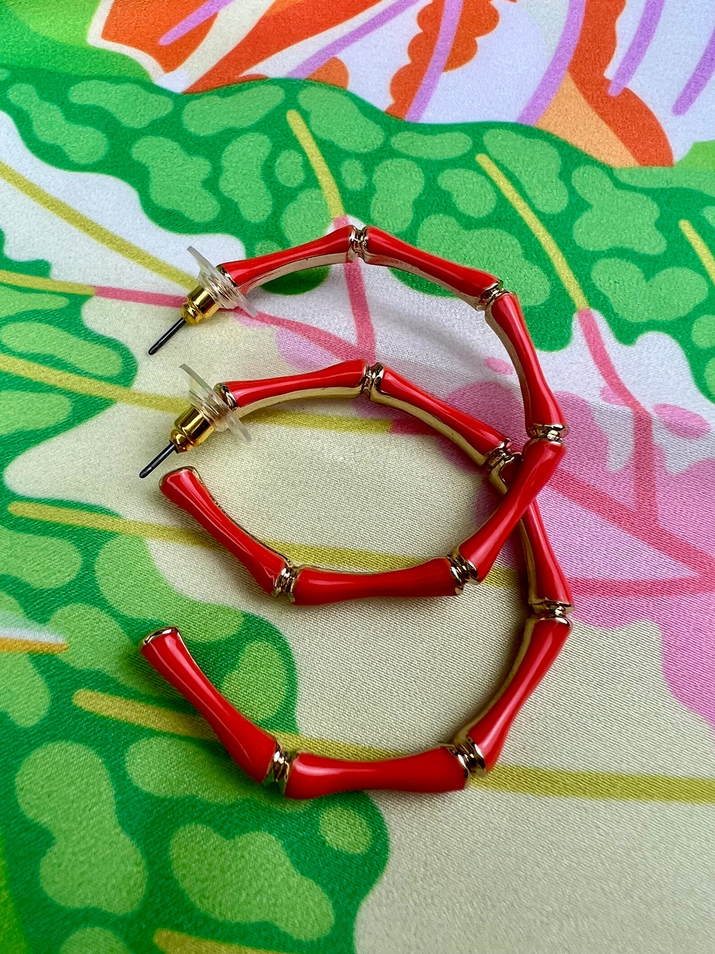 Bamboo Style Hoop Earrings