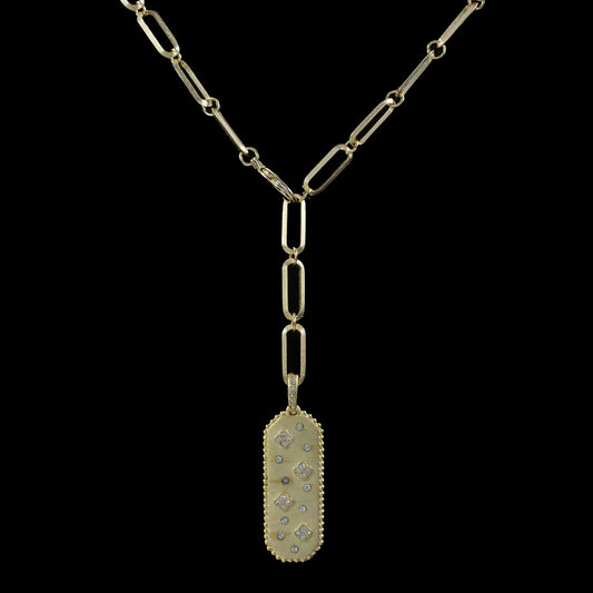 Paper Clip Style Necklace Rectangle Pendant