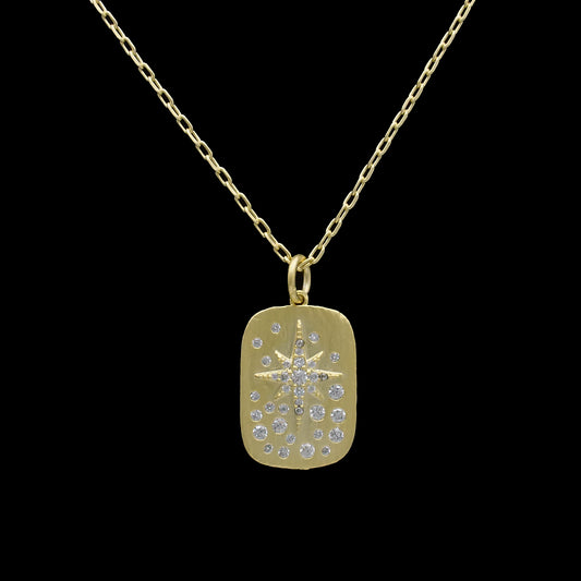 Matte Gold Necklace Rectangle & Star