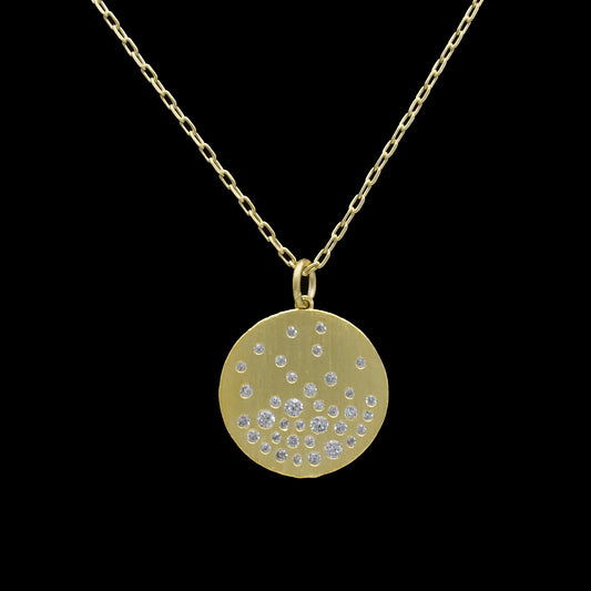 Matte Gold Necklace w Round Disc
