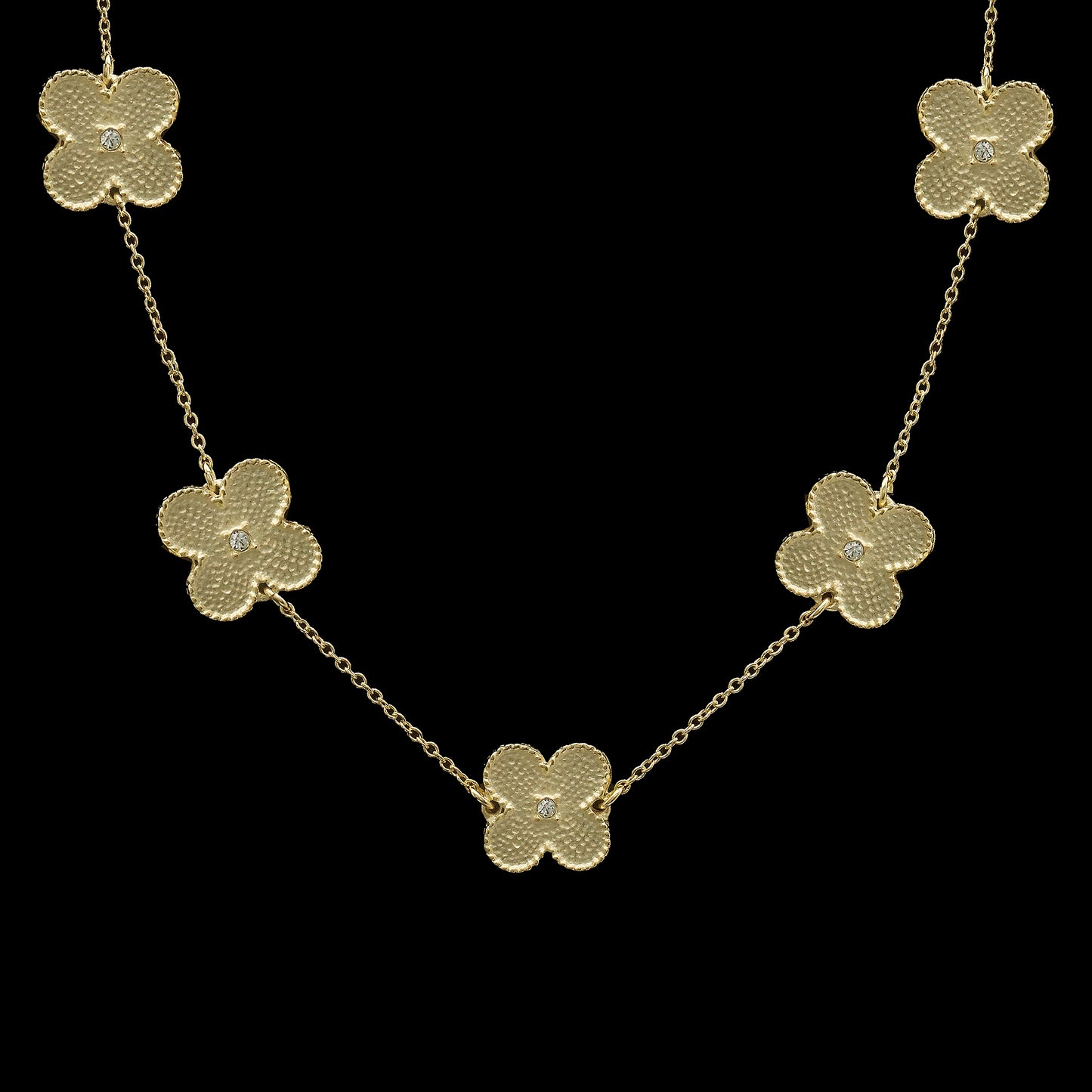 Gold necklace w/ 5 Flowers