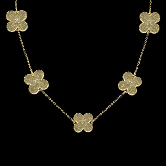 Gold necklace w/ 5 Flowers