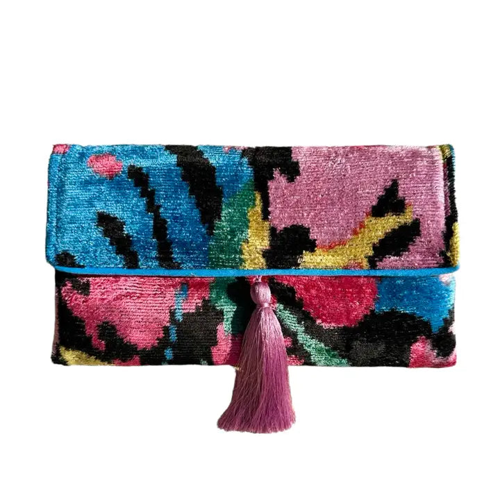 Silk Velvet Ikat Clutch