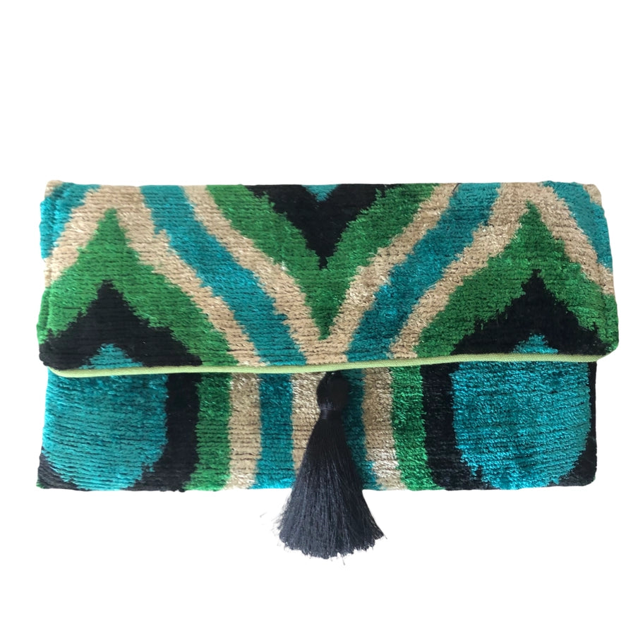 Silk Velvet Ikat Clutch