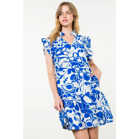 Ruffle Sleeve Print Dress