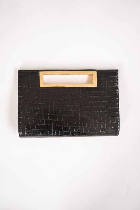 Black Croc Clutch
