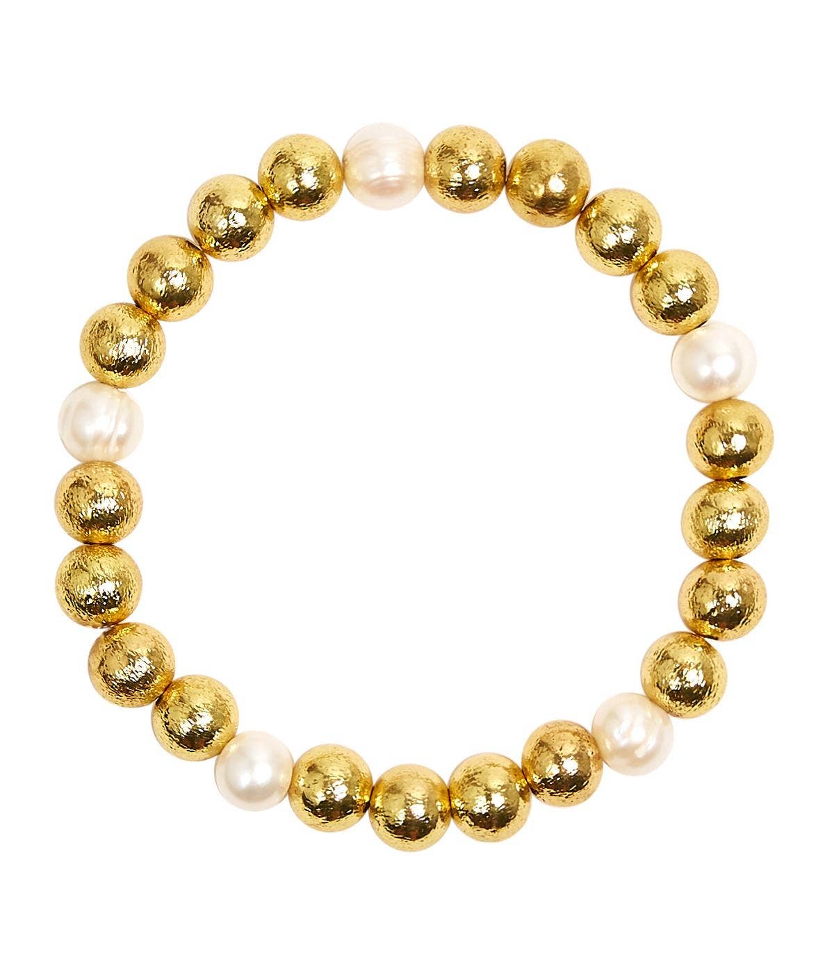 Georgia - Gold & Freshwater Pearl Beaded Bracelet