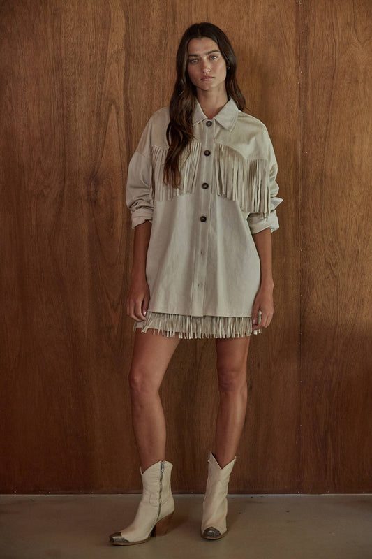 Long Sleeve Fringe Top