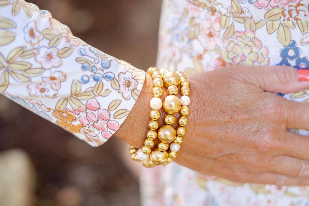 Georgia - Gold & Freshwater Pearl Beaded Bracelet