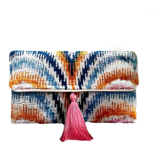 Silk Velvet Ikat Clutch