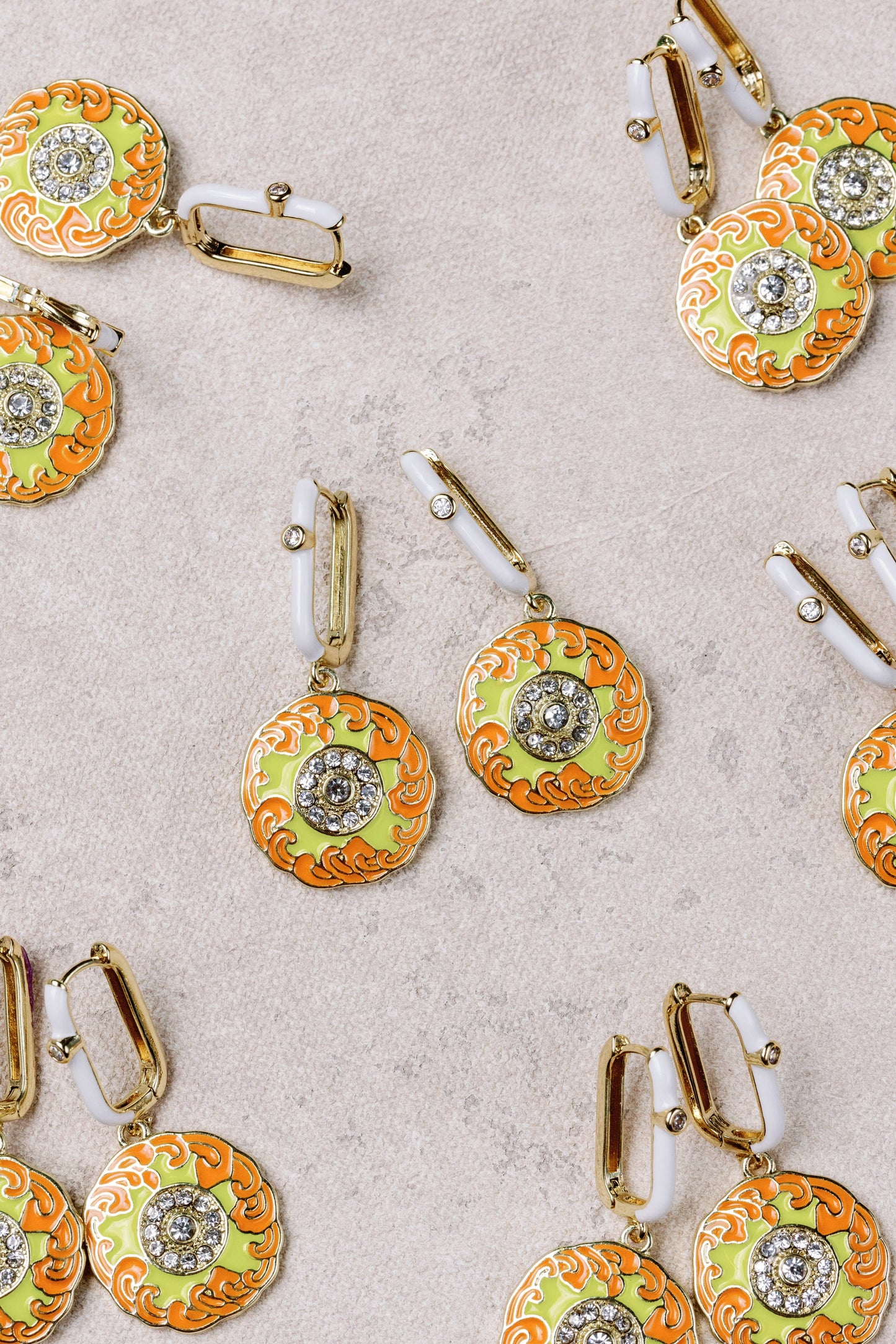 Orange Diamond Capri Tile Charm Earrings