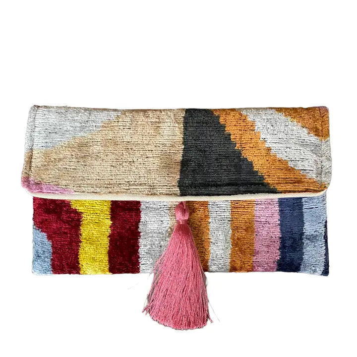 Silk Velvet Ikat Clutch