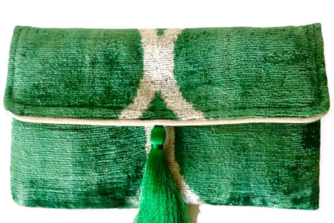 Silk Velvet Ikat Clutch